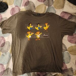 Olive Green Tee with Yellow Cartoon Chickens